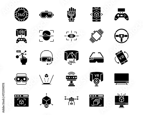 Virtual Reality Line Vector Icons