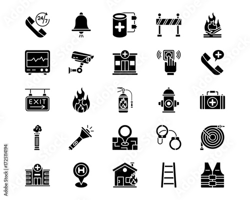 Emergency Services Line Vector Icons