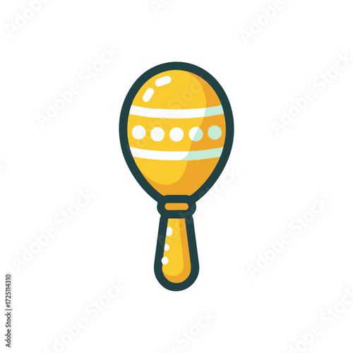 Colorful maraca instrument on a white background, symbolizing music and celebration
