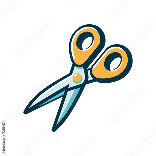 Colorful scissors with orange handles positioned centrally, ideal for crafting and office use
