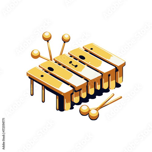 Colorful xylophone with mallets on a white background, ideal for music education and creativity