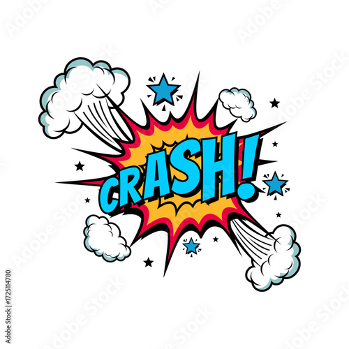 Comic book explosion with the word crash exploding