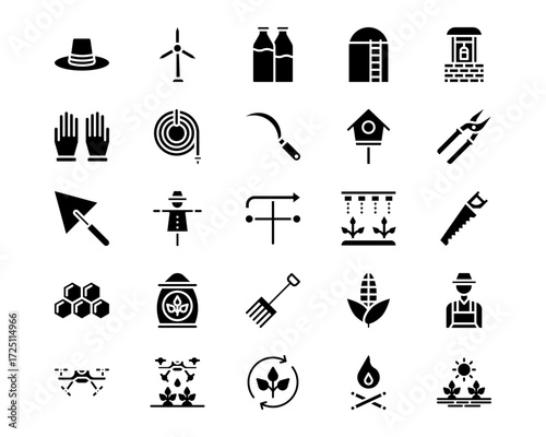 Farming Line Vector Icons