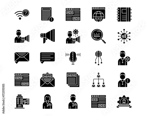 Public Relations Agency Line Vector Icons