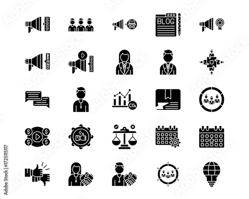 Public Relations Agency Line Vector Icons