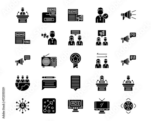 Public Relations Agency Line Vector Icons