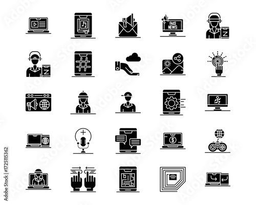 New Media Line Vector Icons