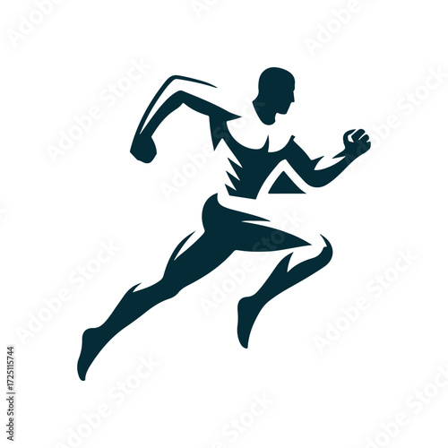 Silhouette of a runner in motion, showcasing athleticism against a minimalist background