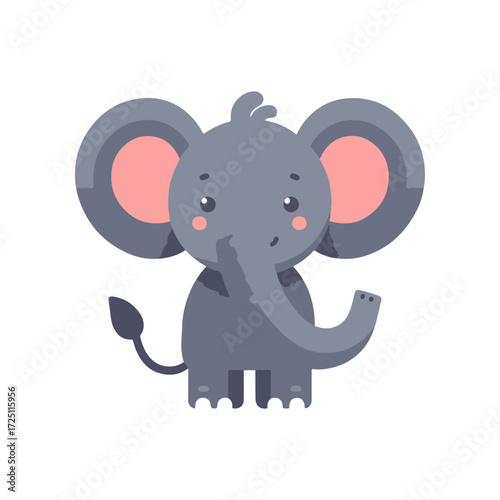 Cute cartoon elephant character with a smiling face, set against a plain white background