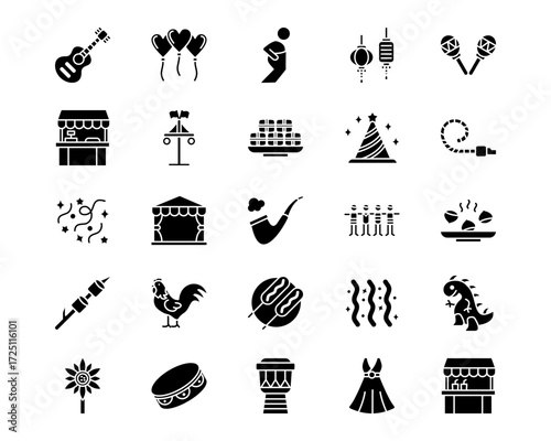 Festa Junina Line Vector Icons