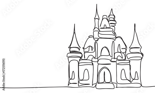 Castle Outline Drawing Simple Line Art Representation