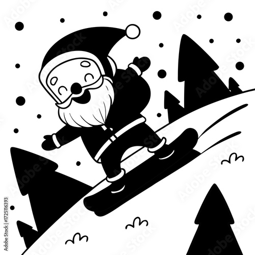 santa claus on a snowboard 