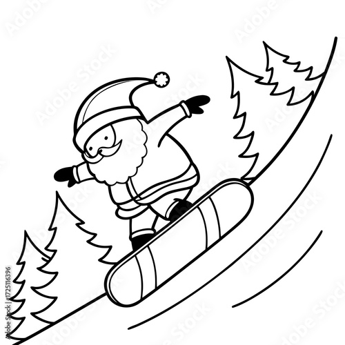 santa clause on a snowboard