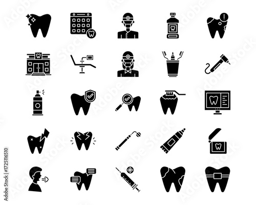 Dental Care Line Vector Icons