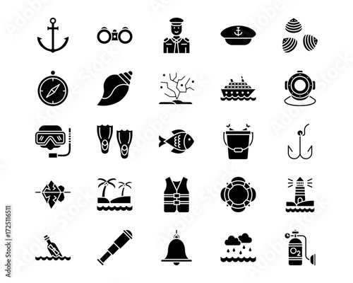 Ocean Line Vector Icons