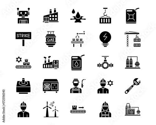 Manufacturing Line Vector Icons