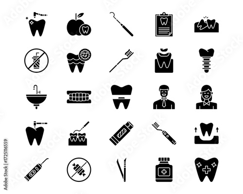 Dental Care Line Vector Icons