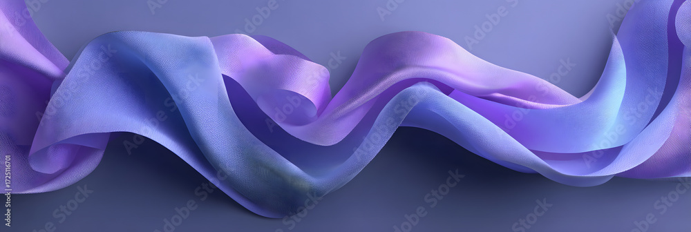 Obraz premium Purple ribbon offset on gradient lavender wide banner background