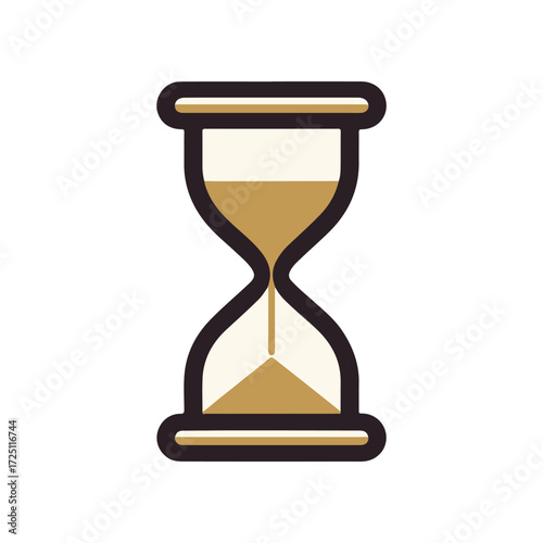 Stylized hourglass icon with flowing sand, symbolizing the passage of time, on a clean background