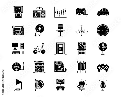 Retro Line Vector Icons