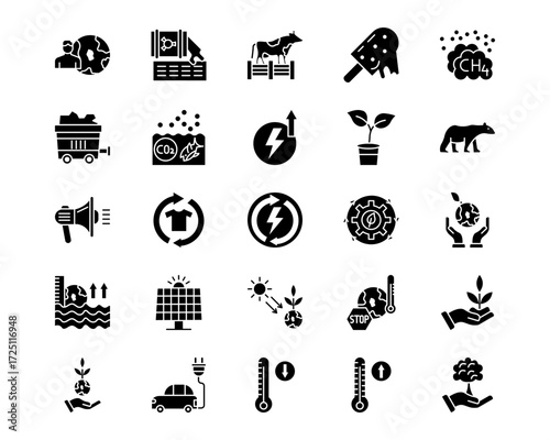 Global Warming Line Vector Icons