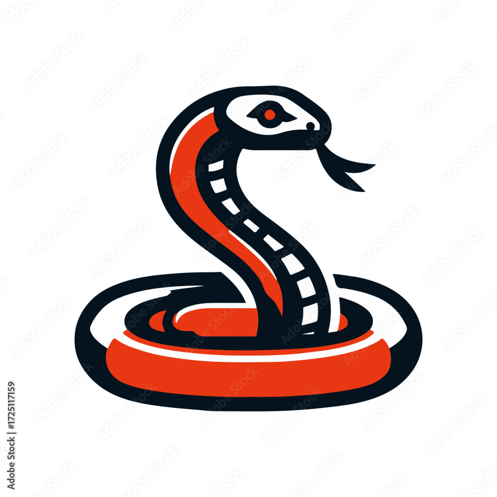 Naklejka premium Stylized illustration of a snake coiled in a circular shape, set against a plain background