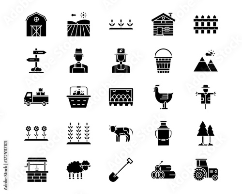 Village Line Vector Icons