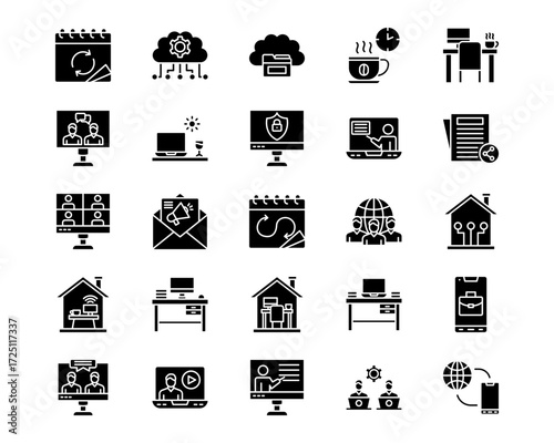 Remote Working Line Vector Icons