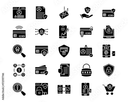 Safe Payment Line Vector Icons