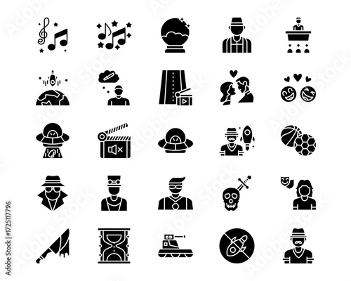 Movie Genres Line Vector Icons