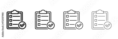 Approval  Icon Set With Multiple Line Styles Vector Illustration 
