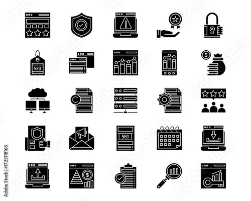 SEO and SEM Line Vector Icons
