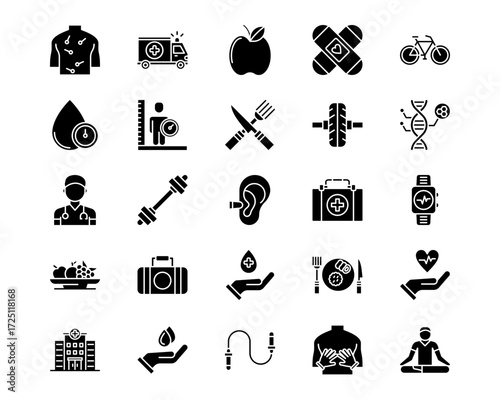 Physical Wellbeing Line Vector Icons