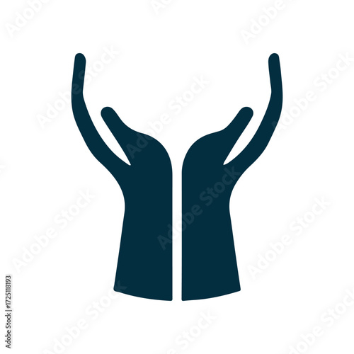 Two hands raised in a gesture of offering or support, symbolizing care and community