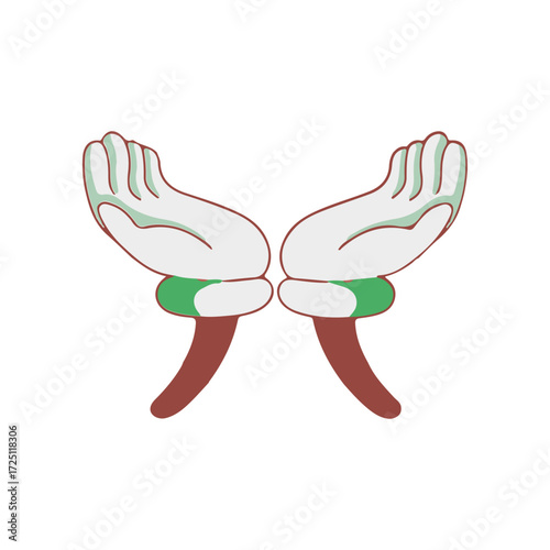 Two stylized hands with open palms facing each other, symbolizing connection and unity
