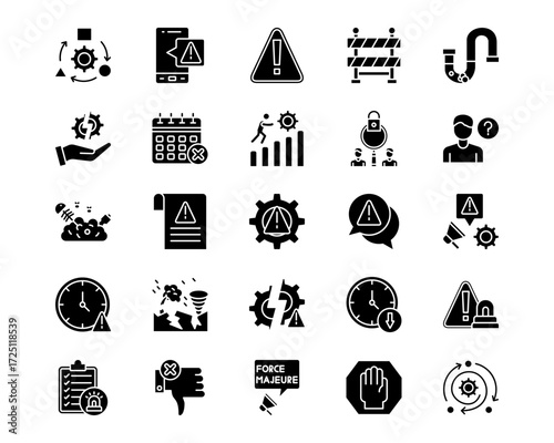 Business Disruption Line Vector Icons
