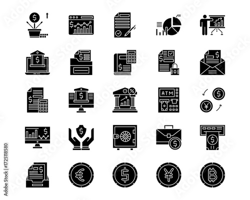 Banking and Finance Line Vector Icons