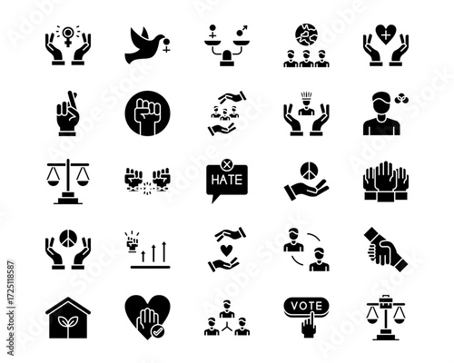 Social Justice Line Vector Icons