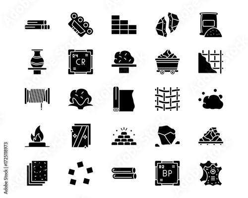 Raw Metrial Line Vector Icons