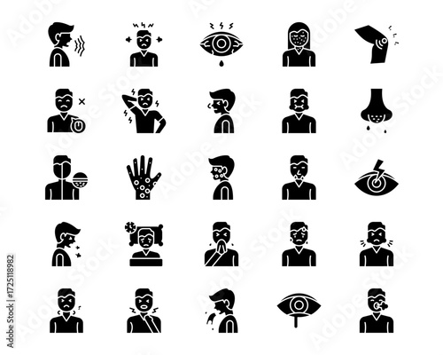 Allergy Symptoms Line Vector Icons