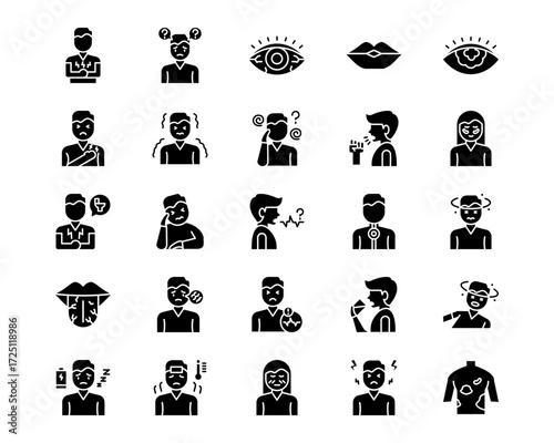 Allergy Symptoms Line Vector Icons