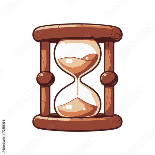 Vintage wooden hourglass with flowing sand, symbolizing the passage of time in a minimalist design