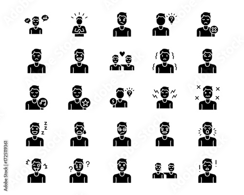 Human Emotions Line Vector Icons