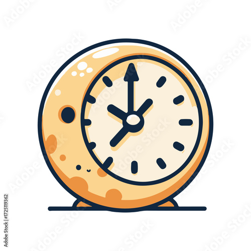 Vintage-style round clock with a simple design, displaying time against a plain background