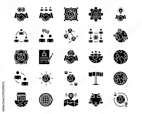 International Relations Line Vector Icons