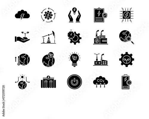 Renewable Energy Line Vector Icons