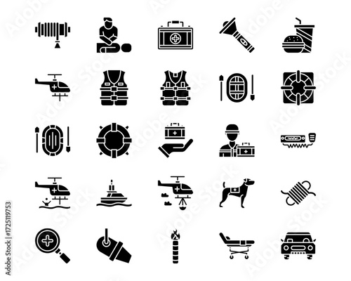 Rescue And Response Line Vector Icons