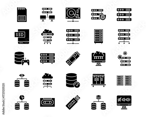 Data Storage Line Vector Icons