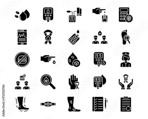 World Diabetes Day Line Vector Icons