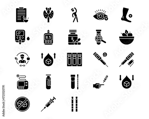 World Diabetes Day Line Vector Icons